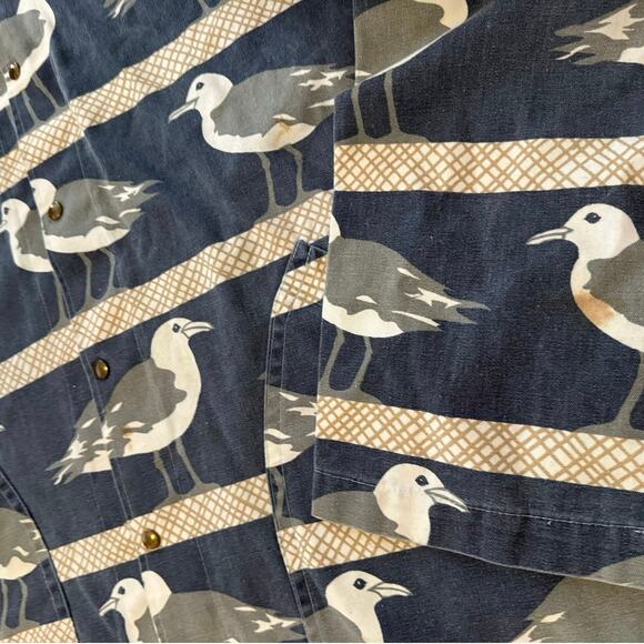 Vintage 80s Michigan Rag Co. Seagulls Wraparound Hooded Canvas Jacket Medium - Picture 5 of 5